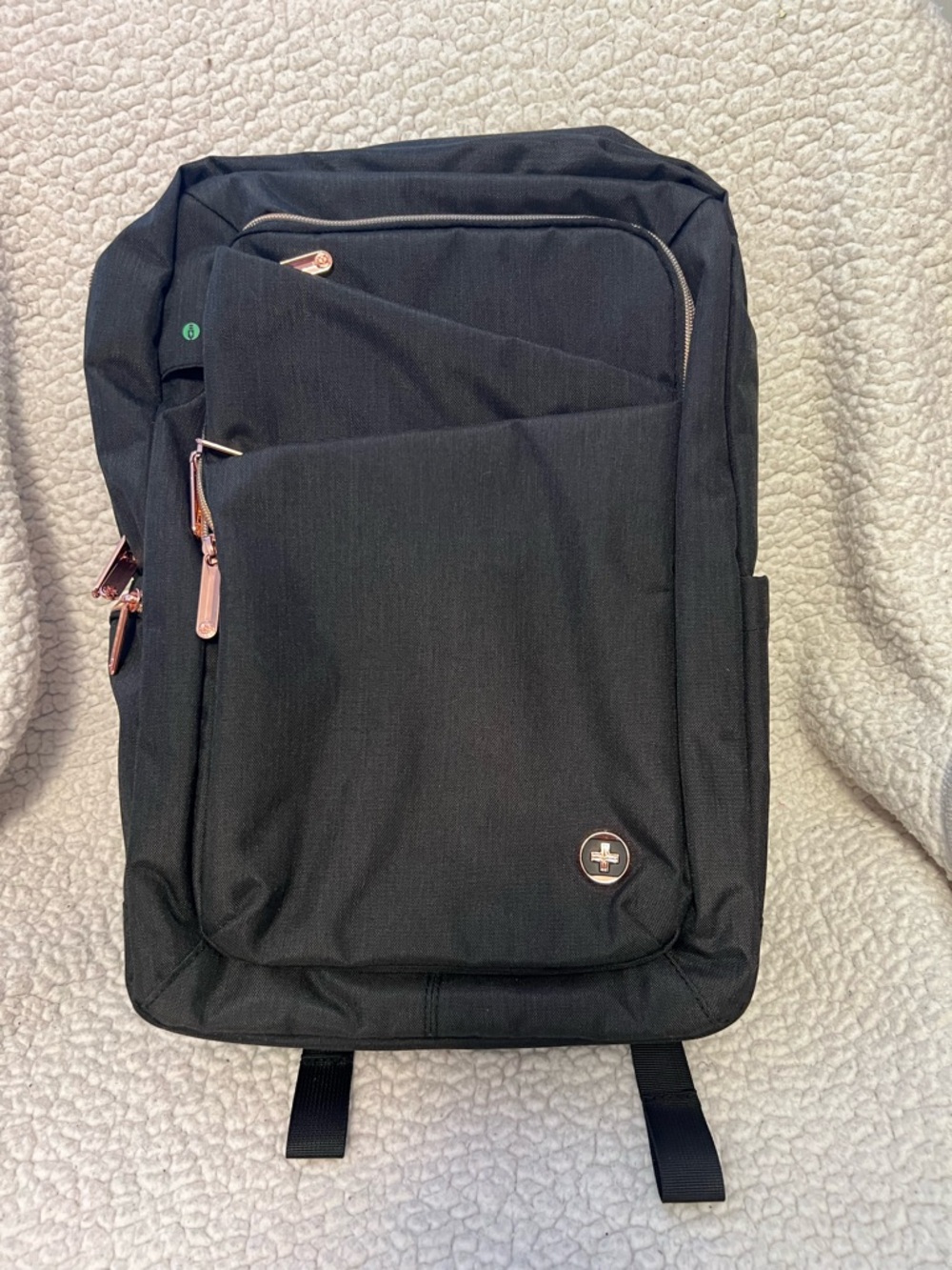 Women's Black Backpack with Rose Gold Accents - Everyday City Backpack